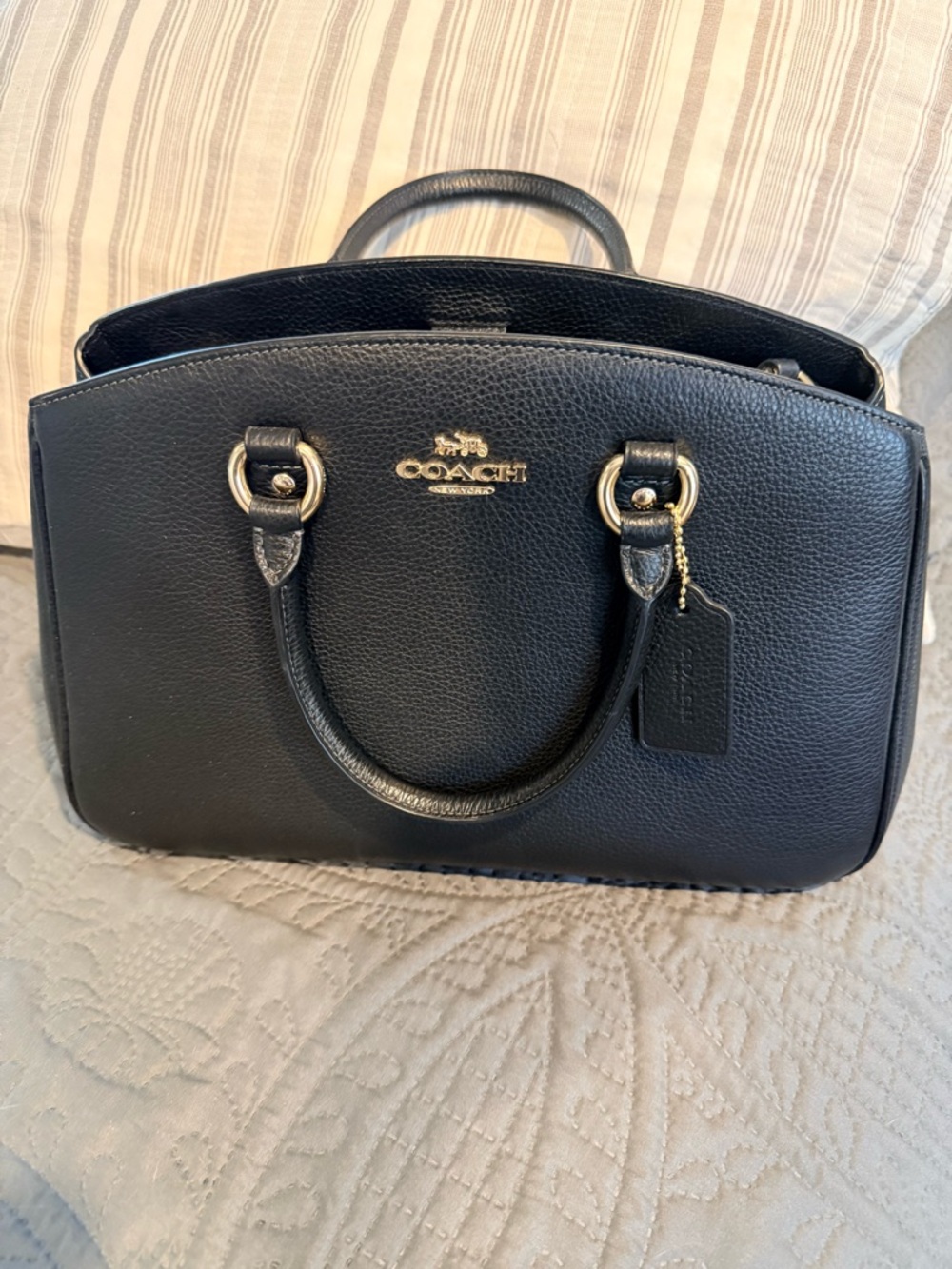 Coach Black Pebbled Leather Satchel with Gold Hardware